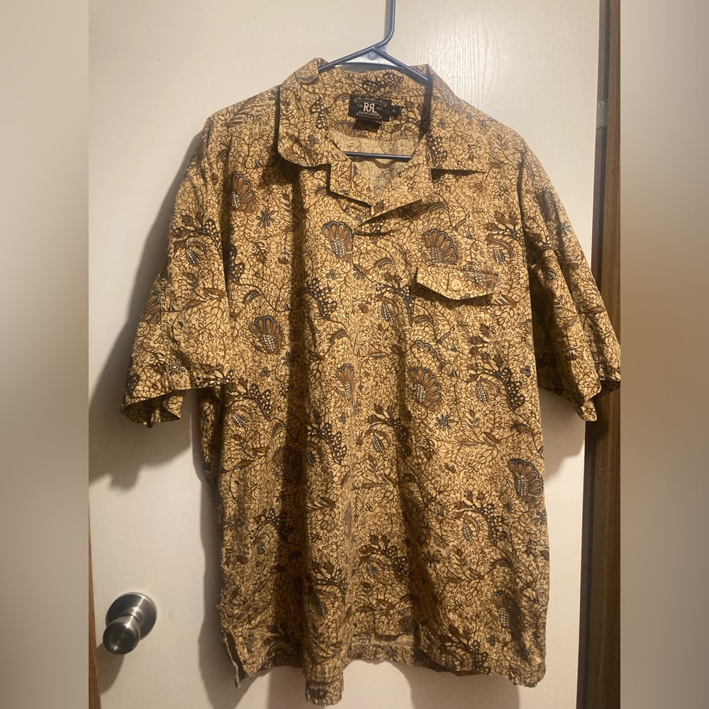 Double R Ralph Lauren Vintage Brown Paisley Short Sleeve Shirt